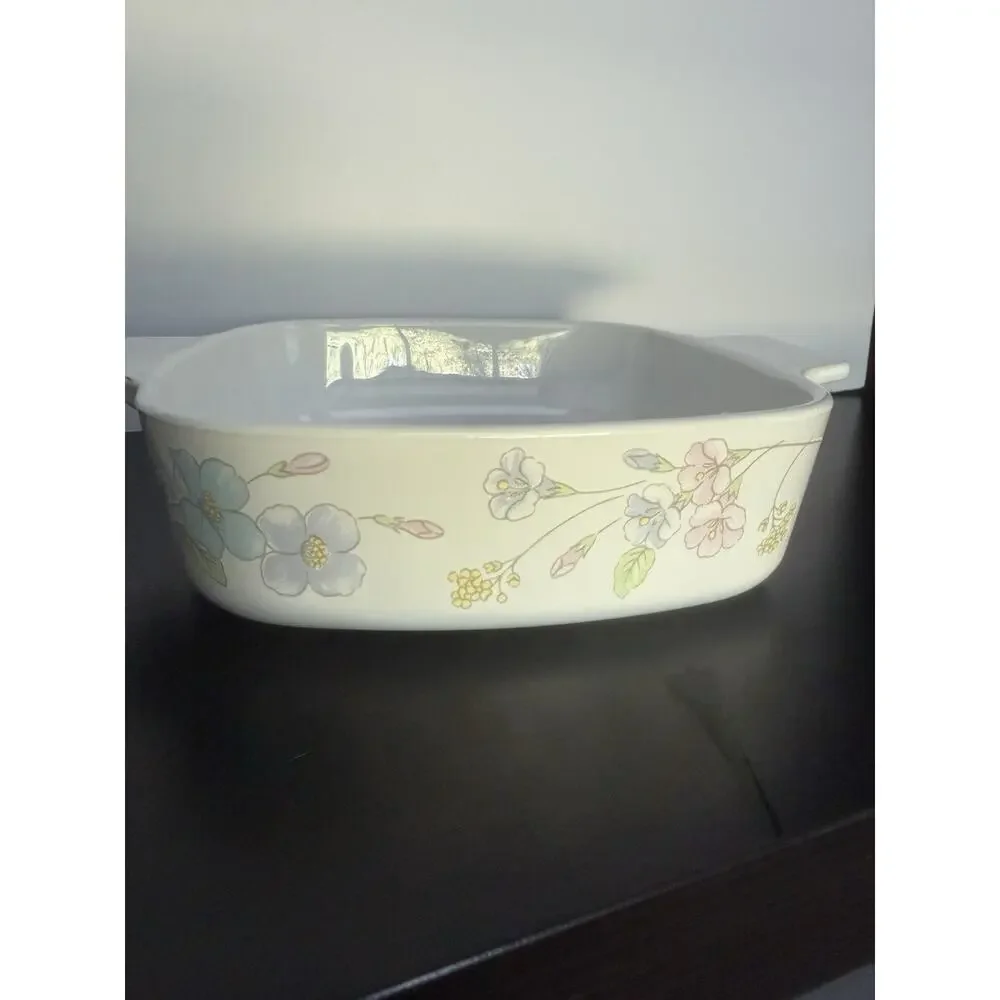 Corning Ware Pastel Bouquet 1 liter A-1-B Casserole Dish w/ Original Pyrex Lid